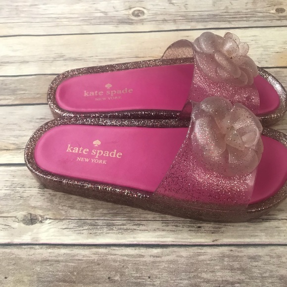 Kate Spade Pink glitter jelly slides sandals Sz 6 - Picture 5 of 8